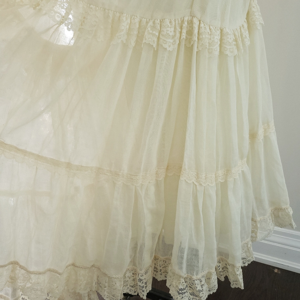 Gunne Sax Vintage 1970's Romantic Lace Cottagecore Prarie Wedding Dress - Picture 10 of 12
